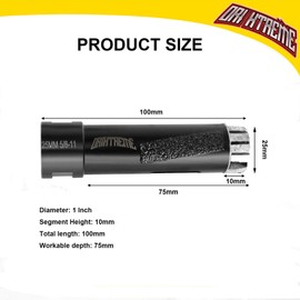 ORIXTREME Diamond Core Drill Bits 1 Inch Granite Hole Saw for Dry Drilling Concrete Marble Granite Stone with 5/8-11 Thread 25mm