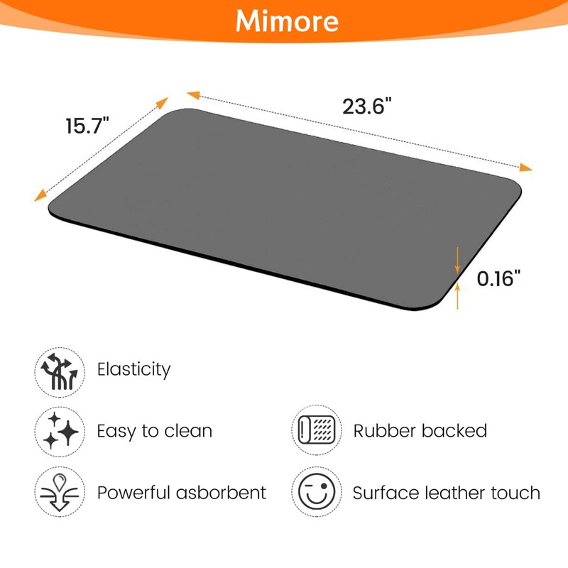 Mimore Coffee Mat - 16x24 Inch Grey Countertop Mat -