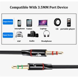 Headphone Mic Splitter Adapter, 3.5mm Female to 2 Dual Male Audio Adapter, 2-in-1 Stereo Audio Y Splitter Cable, Aux Dongle Converters Cable Cord, Compatible with Gaming, Speaker, PC, Microphone