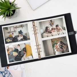 Photo Album 4x6 200 Photos, Genuine Leather Albums Page Refillable with 30 Pieces Writing Paper, Best Gift for Travel Wedding Kids Graduation Baby Picture Album Scrapbook