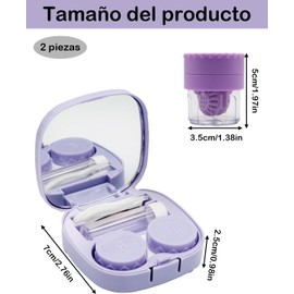 2 Piezas Estuche Lentes De Contacto, Estuche Para Lentes De Contacto, Estuche De Lentes De Contacto, Práctico Para Viajes y Uso Diario, Material Plástico Morado y Duradero