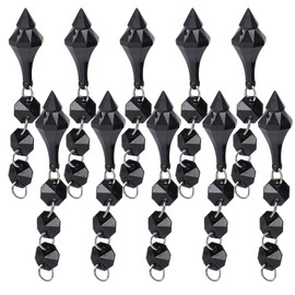 10Pcs Teardrop Acrylic Crystal Drop Beads,Hanging Beads Chandelier Bead Lamp Chain Crystal Teardrop Ornaments Irregular Beaded Ornament for Wedding (Black)