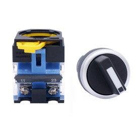 TWTADE / 2Pcs 22mm DPST 1 NO 1 NC 2 - Positions Latching Rotary Select Selector Switch 440V 10A LA38-11X/21