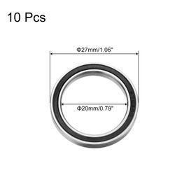 uxcell 10pcs 6704-2RS Deep Groove Ball Bearings, Chrome Steel Double Rubber Sealed Bearing 20mm x 27mm x 4mm