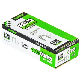 meite 71/06 22 Gauge 304 Stainless Steel Upholstery Staples, 3/8-Inch Crown with 1/4-Inch Leg Length, Heavy Duty Staples for Construction, Furniture, Crafts & DIY Projects (1 Box)