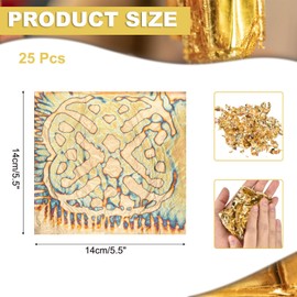 sourcing map 25 Pcs Gold Leaf Sheets 5.5" x 5.5" Imitation Gold Foil Sheets Variegated Booklet with Pattern for Crafts,Picture Frames,Nails and DIY Arts Decoration,Gold Heart Shaped