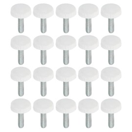 PATIKIL M4x14 mm Knurled Thumb Screws 20pcs Male Thread Round Clamp Screw Knob Hand Grip Bolt Mounting Hardware for Lighting Furniture Hardware White