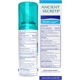 ANCIENT SECRETS Saline Nasal Spray - Breath Again Hypertonic Seawater Nasal Spray, Allergy & Sinus Relief, Nasal Congestion Moisturizer, 3.38 Fl Oz (Pack of 3)