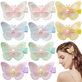 10 PCS Butterfly Hair Clips Colorful Cute Hair Clip Lace Embroidery Hair Clips Pink Butterfly Wedding Hair Clip Duck Beak Clip Non-Slip Girls Hair Accessories for Women Girls