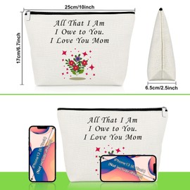 Gevody Mom Gifts from Daughter Makeup Bag Mothers Day Birthday Gifts for Woman Mum Appreciation Present from Son Funny Mother in Law Cosmetic Bag Christmas Retirement Thank You Present Travel Pouch
