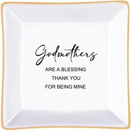 Godmother Gifts from Godchild, Gifts for Godmother Aunt Trinket Ring Dish -"Godmothers are a blessing, Thank you for being mine" Mother's Day Birthday Thanksgiving Christmas Gifts for Godmother