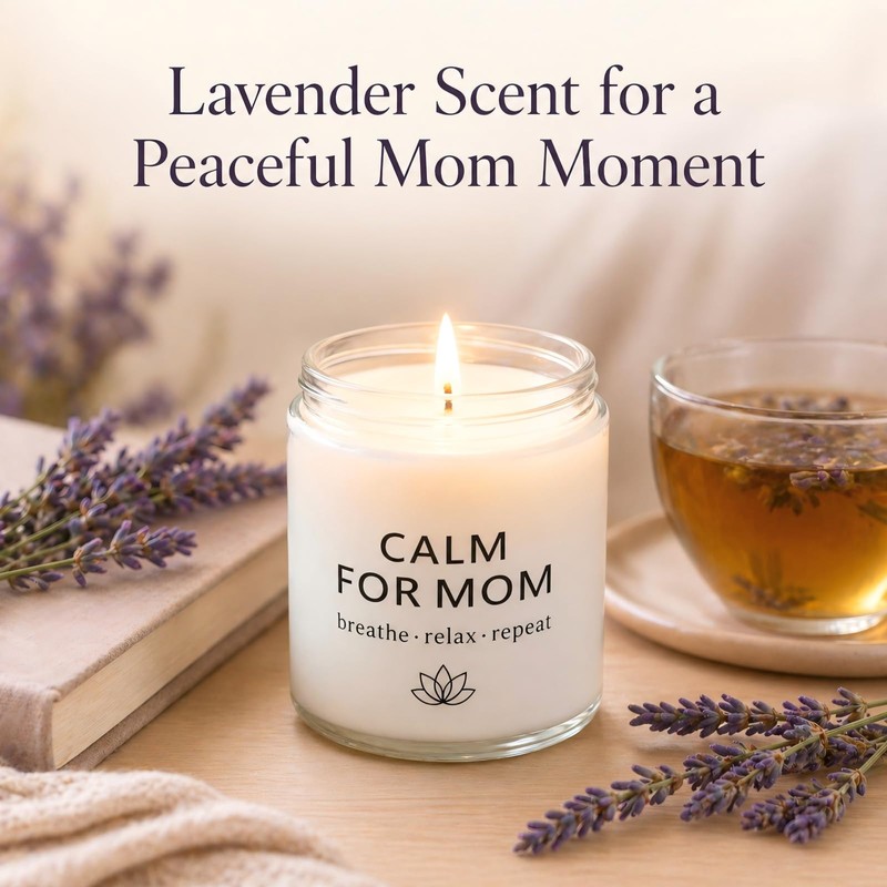 Gifts for Mom, Calm Candle and Stretch Lava Stone Bracelet