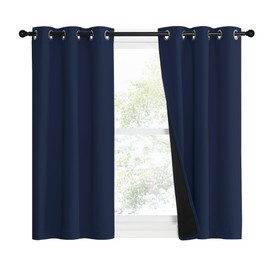 NICETOWN 100% Blackout Curtain Set, Thermal Insulated & Energy Efficiency Window Draperies for Guest Room, Full Shading Panels for Shift Worker and Light Sleepers, Navy Blue, 37W x 40L, 2 PCs