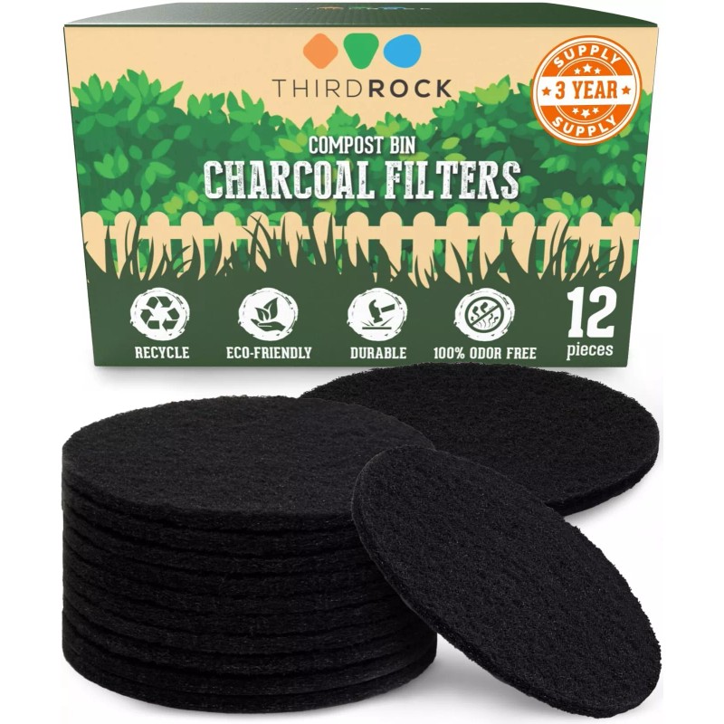 THIRD ROCK - 12 CHARCOAL FILTER FOR COMPOST 1.3 GALLON