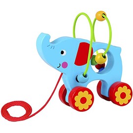 TOOKY TOY TOKEY TOY Wooden Toy Bead Pull Along (Elephant) (TKE009)