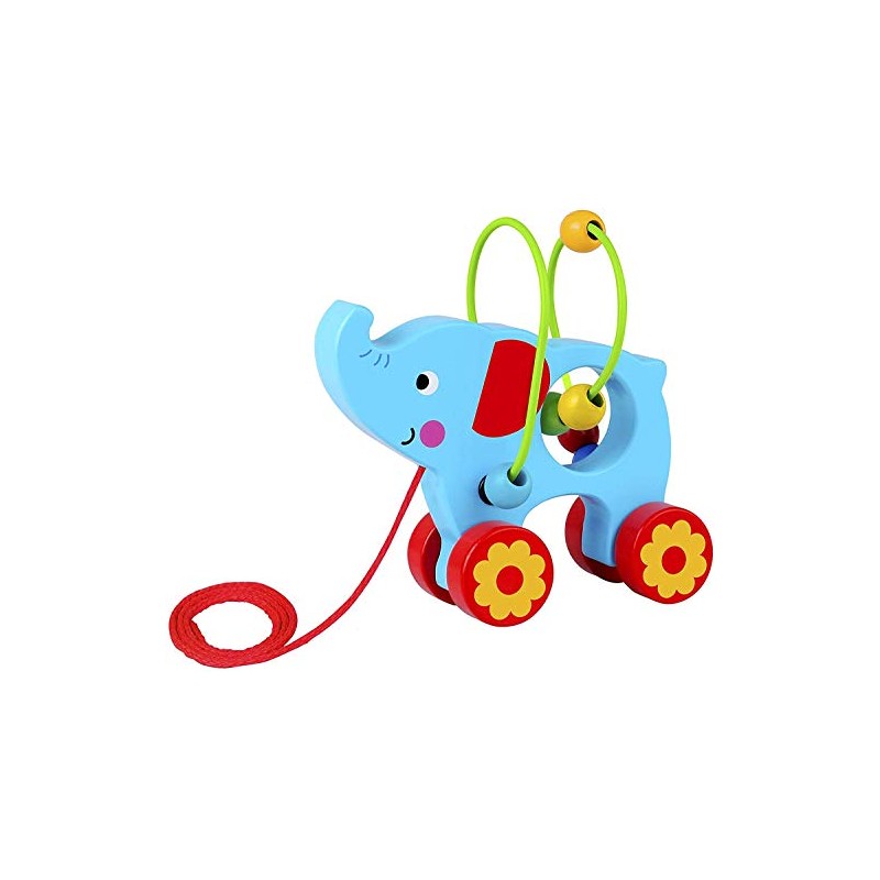 TOOKY TOY TOKEY TOY Wooden Toy Bead Pull Along (Elephant)