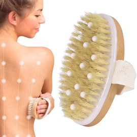 Dry Brush, Body Brush, Exfoliating Brush, Natural Bristles, Bath Brush for Removing Dead Skin, Exfoliating, Reduces Cellulite, Massage Brush