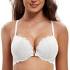 Deyllo Women's Push Up Front Closure Bras Underwire Racerback Lace