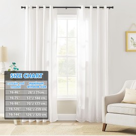 Curtain Rods for Windows 16-88 Inches, Adjustable Window Curtain pole with Brackets, 1” Diameter Splicing Drapery Rods, Black