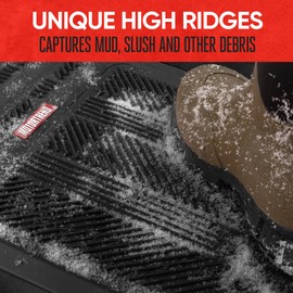 Motor Trend Heavy Duty Rear Back Seat Floor Mats 2nd or 3rd Row Floor Mat for Car, SUV & Van - All Weather SUV Black Runner Rubber Mat - Floor Runner Back Row Floor Mat Interior Accessories 57" x 15"