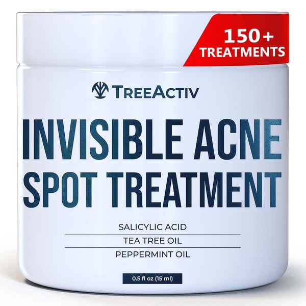 Invisible Acne Spot Treatment, 150+ Treatments, Salicylic Acid & Tea Tree Oil No Show Spot Treatment for Cystic & Hormonal Acne, Works for Blackheads & Whiteheads, by TreeActiv