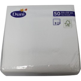 Duni Napkins 3-Ply Tissue Plain White 33 x 33 cm Pack of 50