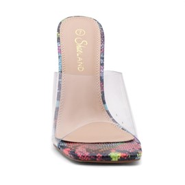 Shoe Land Women’s Clear Rhinestone Bow Heels – Double Bowknot & Adjustable Ankle Strap | Crystal Stiletto High Heels with Square Open Toe for Wedding & Party 2021ClearMultiSnake, Size 8.0, SL-Naomi