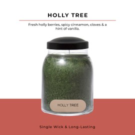 A Cheerful Giver - Holly Tree Baby Scented Glass Jar Candle (6oz) with Lid & True to Life Fragrance Made in USA