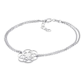 MATERIA by Matthias Wagner Women's Bracelet Flower of Life 925 Silver Bracelet 17 - 19.5 cm Adjustable, Sterling Silver