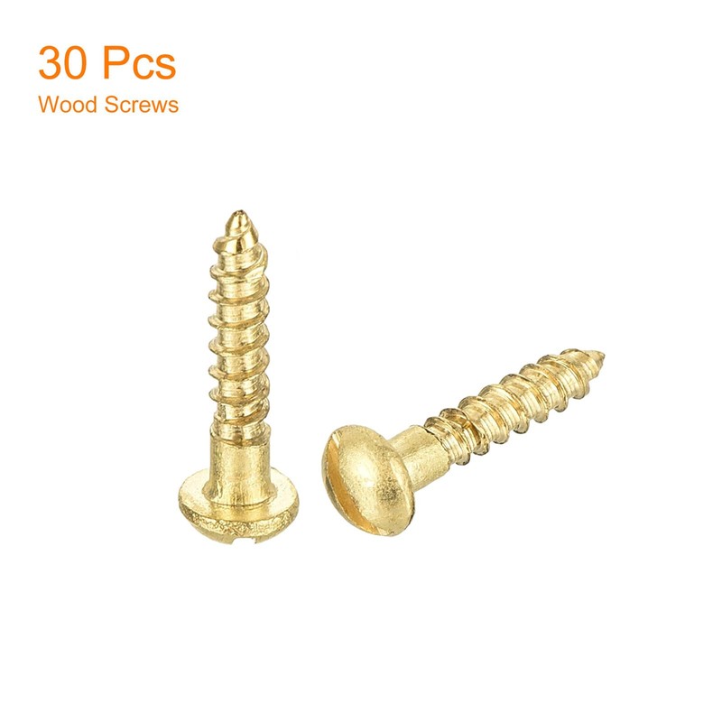 sourcing map Wood Screws M2 x 10mm Slotted Round Head