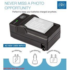 BM Premium DMW-BCM13E Battery Charger for Panasonic Lumix DC-TS7, DMC-FT5A, LZ40, TS5, TS6, TZ37, TZ40, TZ41, TZ55, DMC-TZ60, DMC-ZS27, DMC-ZS30, DMC-ZS35, DMC-ZS40, DMC-ZS45, DMC-ZS50 Digital Cameras