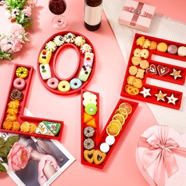 Hushee 4 Pcs Valentine‘s Day Love Letters Charcuterie Board Serving Tray Valentine Letter Serving Dish Trays and Platters Cheese Board Plates for Candy Cookie Home Party Table Decor