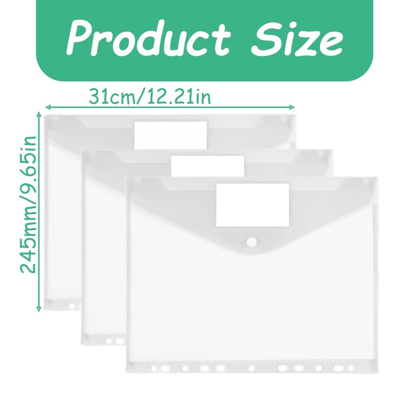 Pack of 12 A4 Document Folders, Document Wallets, Waterproof with