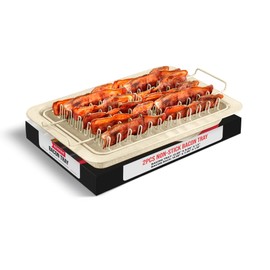 Bacon Tray - 2-Piece Set – Marble Coating - Durable, Non-Stick Cooking Tray for Bacon – White Stone Tray and Carbon Steel Rack