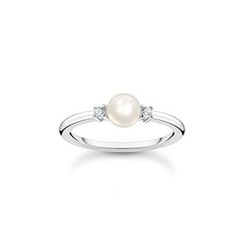 THOMAS SABO TR2370-167-14 Women's Ring Pearl with White Stones 925 Sterling Silver, Sterling Silver, Cubic Zirconia