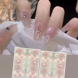 HIVOGUE MY03 Nail Stickers for Hands, Just Stick on Nail Sticker, Short Nails, Office Nails, Beginners, Easy, Sparkly, Cute, Simple Nail Design, Nail Art, Nail Jewelry, Gift Tools Included (MY284 (2 Sheets)