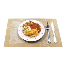GEFEII PVC Woven Vinyl Non-slip waterproof Moist Heat-Resistant Gold Placemats 4 Pieces of Set Cushion for Kitchen Dining Party Table Mats Place Mats