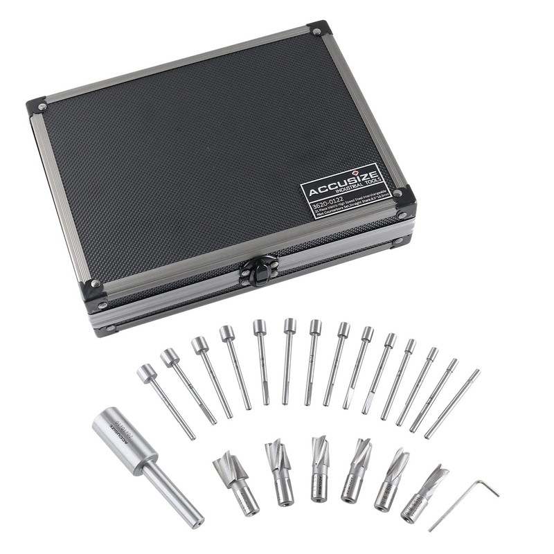 Accusize Industrial Tools 21 Piece Metric H.S.S. Interchangeable Pilot Counterbore