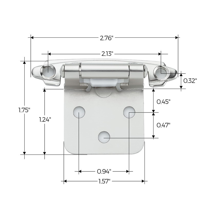 Ravinte 30 Pack (15 Pairs) 1/2" Overlay Cabinet Hinges, Self-Closing