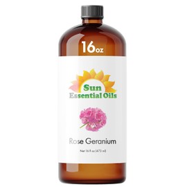 Sun Essential Oils - Rose Geranium Essential Oil 16oz for Aromatherapy, Diffuser, Calming, Skin Care