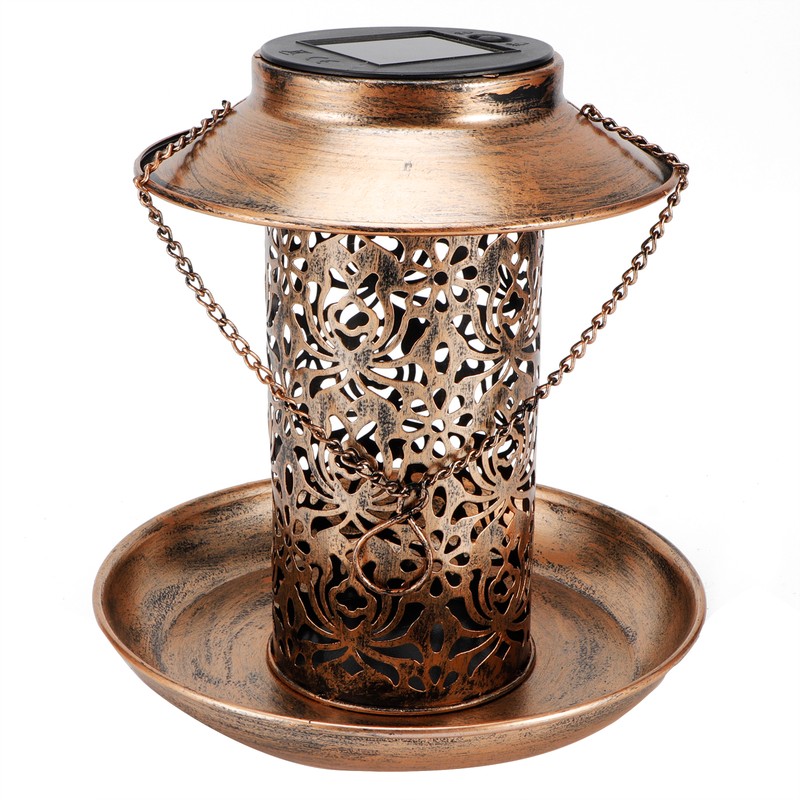 Solar Bird Feeder Solar Powered Garden Light Portable Hanging Hollow