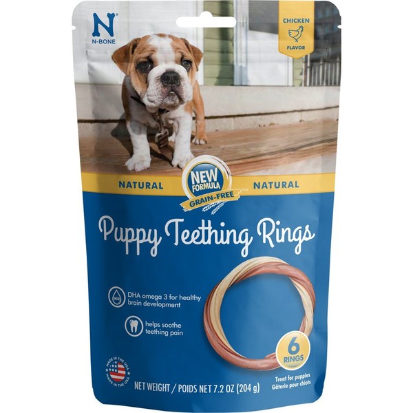N-Bone Teething Rings, Grain-Free Chicken Flavor, 6 ct