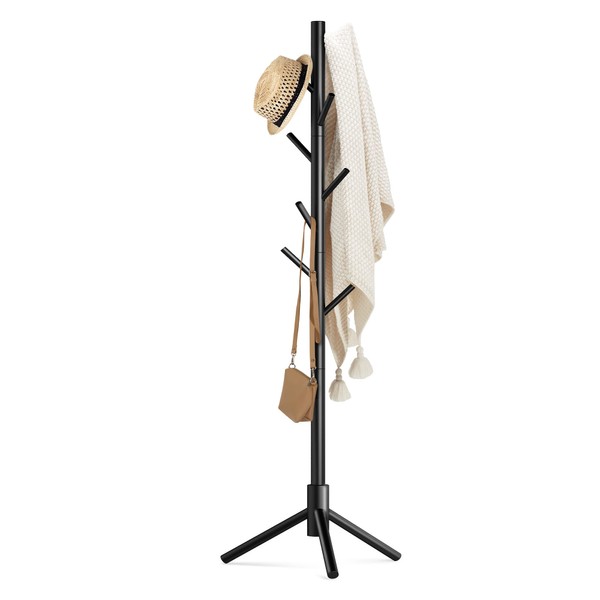 Haddockway Wooden Coat Rack Stand with 8 Hooks New Zealand