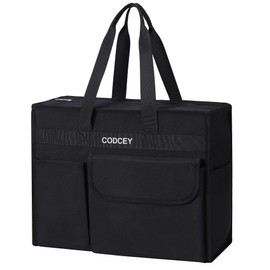 Codcey Large Utility Beach Tote Pool Bags for Women Ladies Waterproof Gym Carry On Bag With Wet Pocket for Weekender Travel(Black)