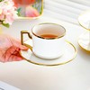 Porcelain Tea/Coffee Cup and Saucer Set, 6 Pieces, White with