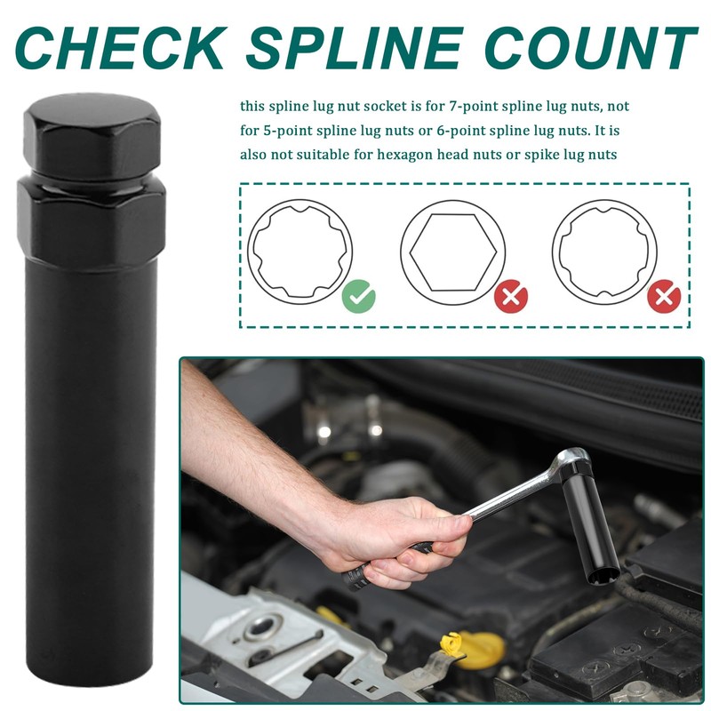 7 Spline Lug Nut Socket,Wheel Lock Key Removal Tool,Replacement for