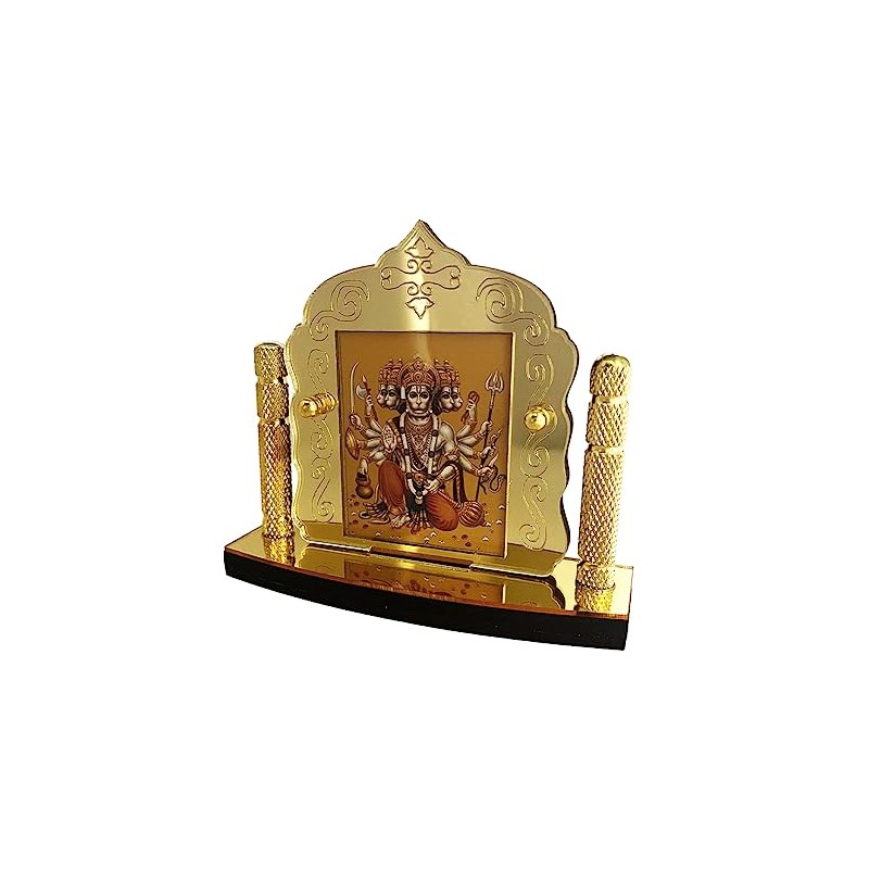 Shoppersduniya Panchmukhi Hanuman Golden Foil (Plated) for Car Dashboard Showpiece