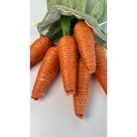 Unbranded BRAND NEW Set of 6 Super Cute EASTER carrots in Green Burlap storage bag