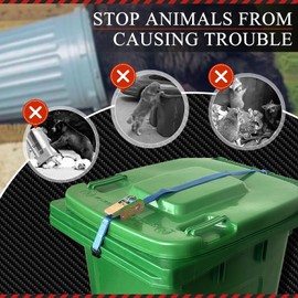Trash Can Locks for Animals, Raccoon Bear Proof Trash Bin Lock, No Drilling - No Tools, Adjustable Trash Lock Strap, Keep Trash and Garbage Can Secure, Only Suitable for ONE-Handed Trash Cans Lid