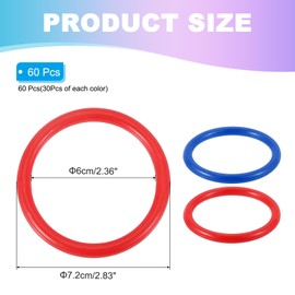 PATIKIL 2.8" Plastic Ring-Toss Rings for Bottles, 60 Pack Carnival Rings Plastic Hoops for Speed and Agility Practice Outdoor Party Favor, Red/Blue